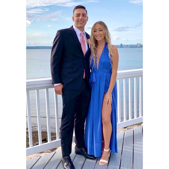 Lulus “Crescendo” Backless Wrap Low Cut Maxi Dress - Picture 9 of 16